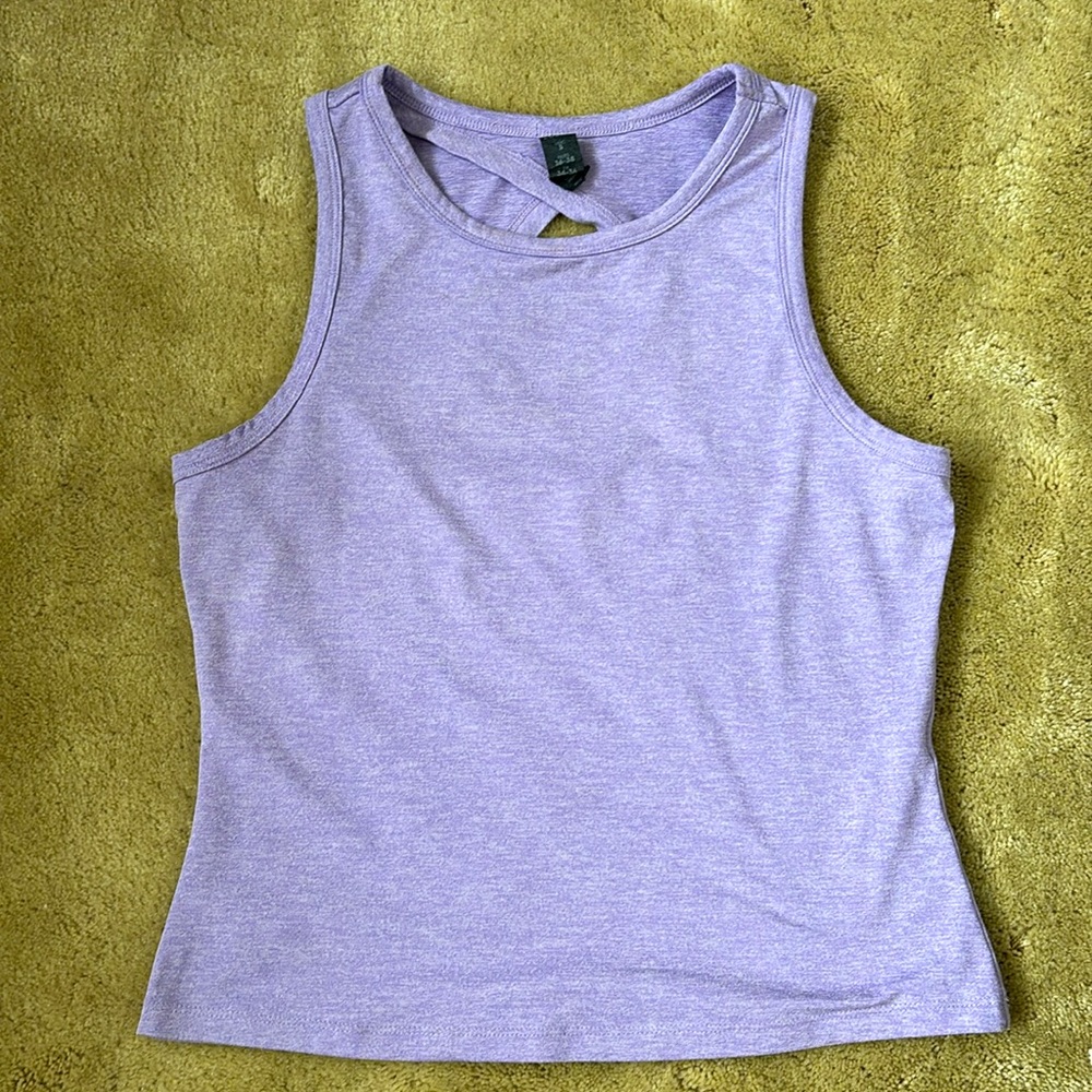 Zobha lavender purple heather crop tank with cutout back - Picture 7 of 10